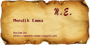 Mendik Emma névjegykártya